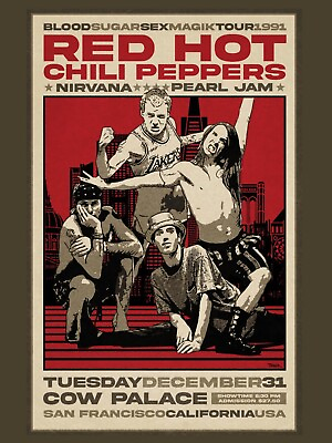#ad #ad Red Hot Chilli Peppers 1991 Tour Concert Poster Music 18quot;X24quot; Free Shipping $9.97