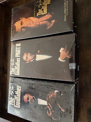 #ad Godfather Trilogy VHS Open w Original Seal Watermarks Paramount Home Video $22.21