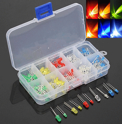 #ad 150pcs 3mm 5mm LED Light Emitting Diode White Red Green Yellow Assorted DIY Kit $6.39