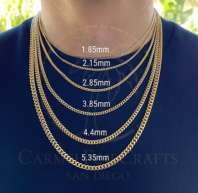 #ad Miami Cuban Link Chain Unisex Diamond Cut Necklace 1.85 5.35mm 14K Genuine Gold $402.80