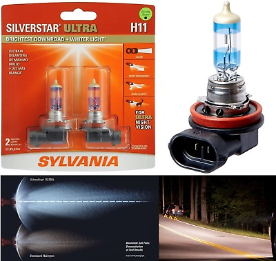 #ad Sylvania Silverstar Ultra H11 55W Two Bulbs Head Light Low Beam Replacement OE $45.75