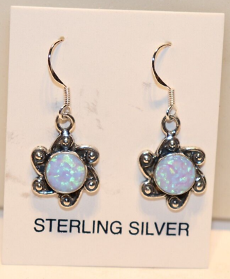 #ad Sterling Lab Created Opal Dangle Earrings $9.99