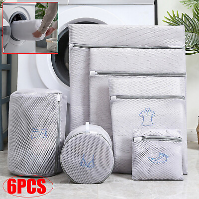 #ad 6 Zipped Wash Bag Mesh Net Laundry Washing Machine Lingerie Underwear Bra Socks $1.65