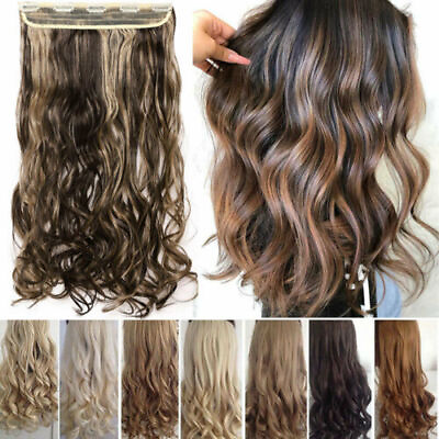 #ad Synthetic 24quot; Clip in Hair Extensions Natural as Human Hair Curly Wavy Hairpiece $9.10