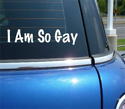 #ad I AM SO GAY DECAL STICKER PRIDE LESBIAN JOKE PRANK GAG SUPPORT CAR TRUCK $2.59