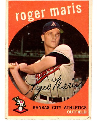 #ad 1959 Original Topps Baseball Card #202 Roger Maris w COA Powers Collection $99.99
