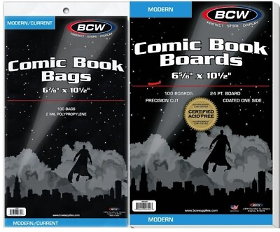 #ad 50 pack BCW Comic Book Bags Modern Current and Boards Acid Free Archival $17.95