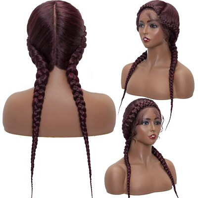 #ad Synthetic 24#x27;#x27; Braided Lace Front Dutch Braids Lace Wigs For Black Women $140.62