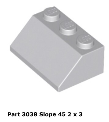 #ad Lego 1x 3038 Light Bluish Gray Slope 45 2 x 3 Set 7259 $3.29
