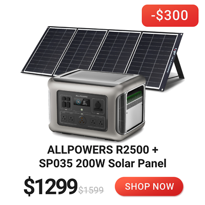 #ad #ad ALLPOWERS 2500W Power Station Generator with 200W Mono Foldable Solar Panel RV $1199.00