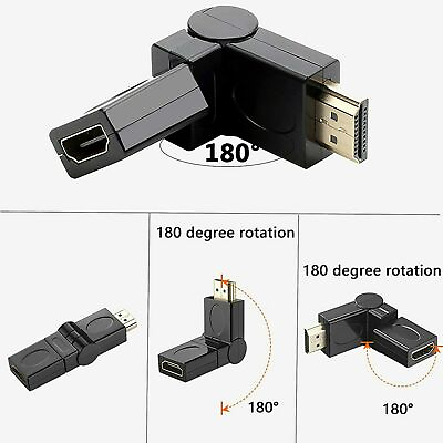 #ad HDMI Male to Female Right Angle Connector Adapter 90 180 270 360 degrees $3.49