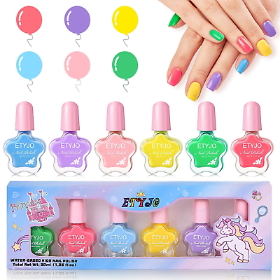 #ad Kids Nail Polish Set 6 Color Non Toxic Nail Polish for Girls Ages 3 Water Based $12.88