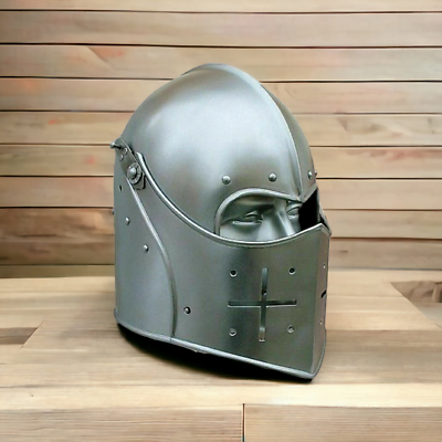 #ad Medieval Knight Tournament Close Armor Helmet Replica 18 GA SCA LARP $124.00