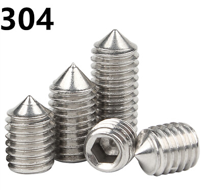 #ad 304 Stainless Steel Hex Socket Set Screw Cone Point Grub Screws M2 M12 $58.76