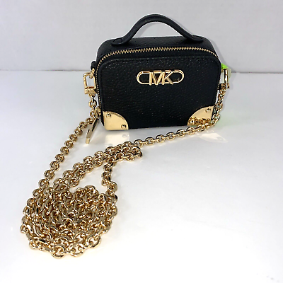 #ad Michael Kors Estelle Micro Black Pebbled Leather Crossbody Bag $198 W16 $89.99