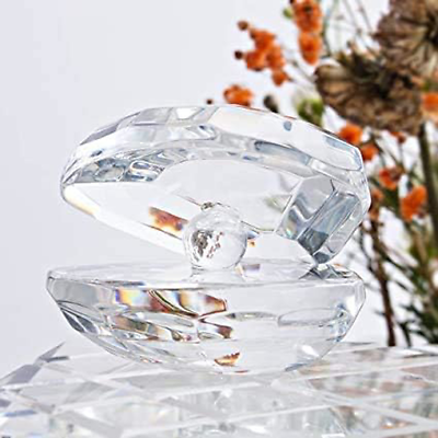 #ad Figurines Reflective Sea Shell Crystal with Artificial Pearl Small Clear Modern $10.67