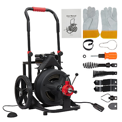 #ad Drain Cleaner Machine Electric Drain Auger 100FT x 1 2 Inch Auto Feed W Cutters $499.68