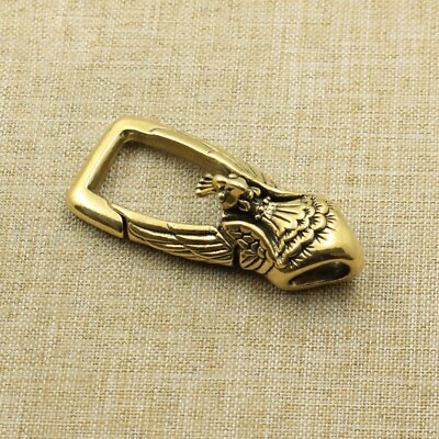 #ad Pure Brass Phoenix Bird Key Chain Holder Waist Buckle Tea Pet Ornament Miniature $12.50