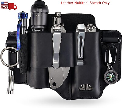 #ad #ad Multitool Flashlight Sheath Belt Leather EDC Pocket Organizer Pen Holder Pouch $10.50