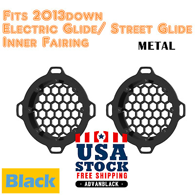 #ad Black Contrast CNC Aluminium HEX Speaker Grills Fits Street Electric Glide $179.00