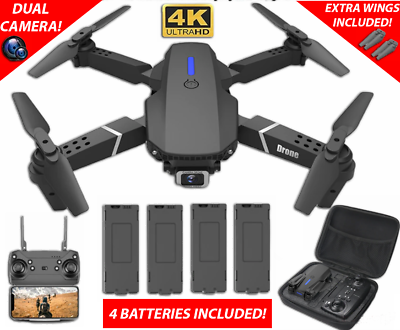 #ad #ad 2024 New RC Drone With 4K HD Dual Camera WiFi FPV Foldable Quadcopter 4 Battery $21.99