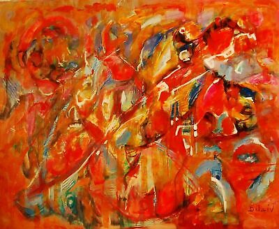 #ad Abstract Flashy Duaiv original acrylic canvas painting UNIQUE abstract UNFramed $6500.00