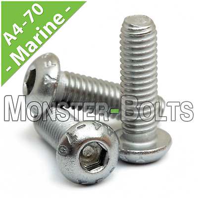 #ad M4 Stainless Steel Button Head Socket Cap Screws A4 316 Marine Coarse 0.70 $6.02