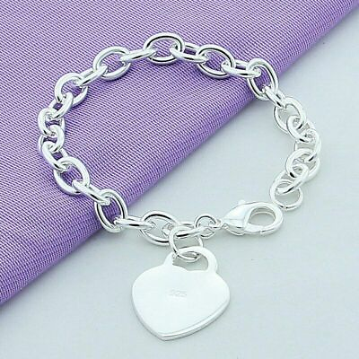 #ad Elegant 925 Sterling Silver I Love You Heart New Fashion Charm 7.5quot; Bracelet $15.74