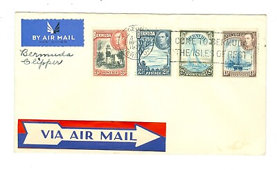 #ad 1938 PANAM FLIGHT COVER BERMUDA TO BALTIMORE CLARK #38.2 FAM 17 2 $19.00