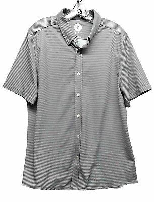 #ad Toes on the Nose Mens Large Grey Striped Button Up Shirt D1 $13.49