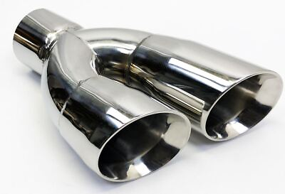 #ad Exhaust Tip 2.50quot; Inlet 3.00quot; Outlet 9.50quot; long Dual Double Wall Slant Polished $69.00