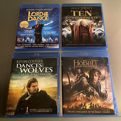 #ad Blu ray 4 Set: Lord Of Dance Ten Commandments Hobbit Battle Dances W Wolves $25.99