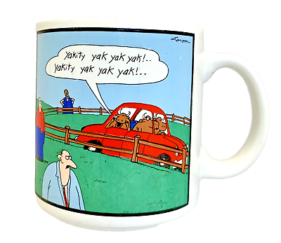 #ad Vintage Far Side Coffee Mug Cup Gary Larson 8 Oz Yak Yak Cattle Cows $15.00