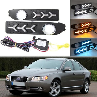 #ad For Volvo S80 06 13 DRL Daytime Running Light 3 Color YG LED Lamp w Turn Signal $106.99