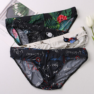 #ad Mens Ice Silk Underwear Mesh Briefs Floral Printed U Pouch Low Waist Panties‹ $4.37