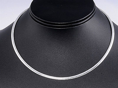 #ad Italian Omega Necklace Genuine Sterling Silver 925 Width 3 mm Length 18quot; $54.26