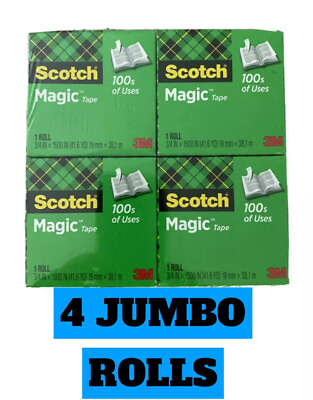 #ad Scotch Magic Tape Refill 4 Rolls 3 4quot; x 1500quot; per Roll Original Matte Finish $15.99