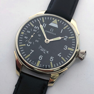 #ad Big Swiss Mechanical Mens Military Marriage Wristwatch OMEGA Pilots WW2 $499.00