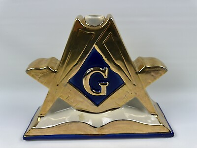 #ad Vintage 1971 Porcelain Masonic Liquor Decanter Freemasons Masonry *No Lid $49.95
