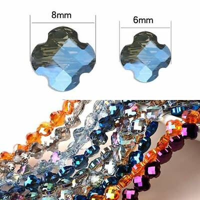 #ad 50pcs 6mm 8mm Flower Crystal Glass Loose Beads lot for Jewelry Making $6.98