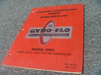 #ad Ingersoll Rand G105 Air Compressor Parts Catalog Operator amp; Maintenance Manual $146.66