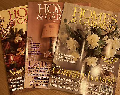 #ad HOMES amp; GARDENS Interiors Magazine 3x Back Issues JanFebMarch 1994 GBP 15.79
