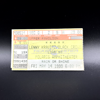 #ad 1999 LENNY KRAVITZ BLACK CROWES AT POLARIS AMPHITHEATER CONCERT TICKET STUB $19.99