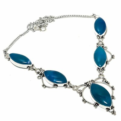 #ad Blue Lace Agate Gemstone Handmade Ethnic Jewelry Necklace 18quot; ZN 552 $9.99