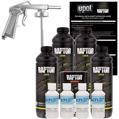 #ad U POL Raptor Ford White Urethane Spray On Truck Bed Liner W Free Spray Gun 4L $192.49