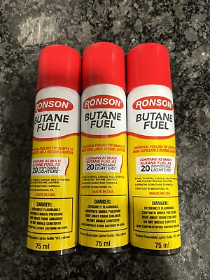 #ad 3 Cans Ronson 75ml Ultra Fuel for All Butane Lighters $14.44