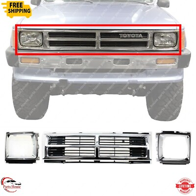 #ad Fits 1987 89 Toyota 4Runner 87 88 Pickup Front Chrome Grille And Headlight Door $139.90