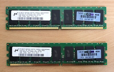 #ad HP Ram Memory stick 2 x 1GB 2Rx8 PC2 5300E 555 MT18HTF12872AY 667A3 Computer PC AU $12.95