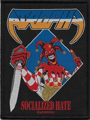 #ad ATROPHY SOCIALIZED HATE WOVEN PATCH GOLD GLITTER THREAD THRASH METAL $8.88