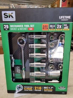 #ad SK Professional Tools Mechanics Tool Set SAE 29Pc 3 8 Drive Socket amp; Ratchet Set $60.00